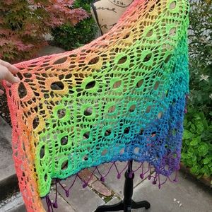 💖 New Handmade Crochet Shawl / Scarf / Pareo